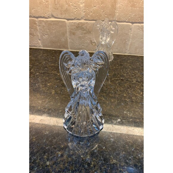 Vintage DePlomb Crystal Glass Angel Candle Holders - Set of 2 - EUC - Picture 4 of 6